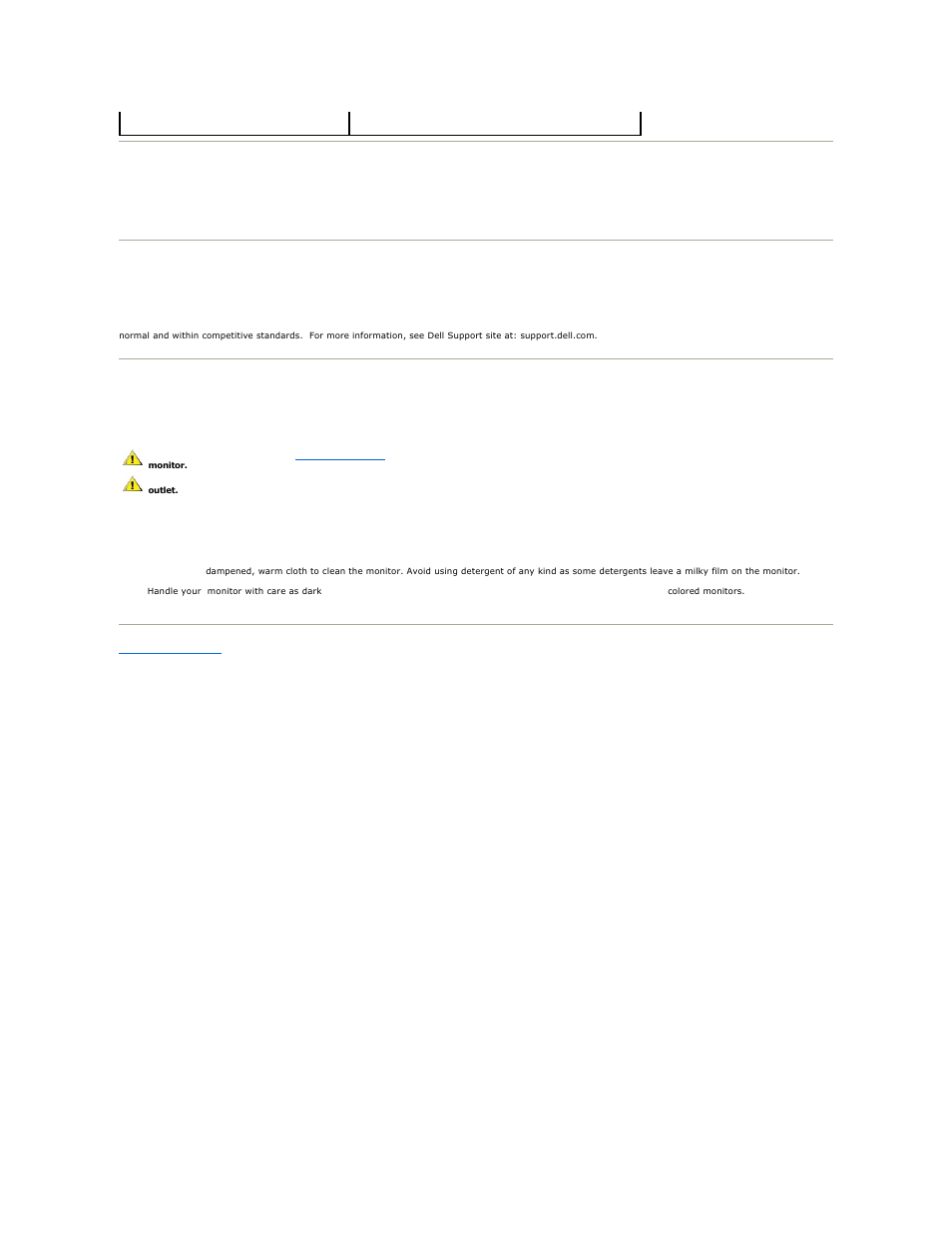 Plug and play capability, Lcd monitor quality & pixel policy, Maintenance guidelines | Caring for your monitor | Dell S1909WFP Monitor User Manual | Page 9 / 31