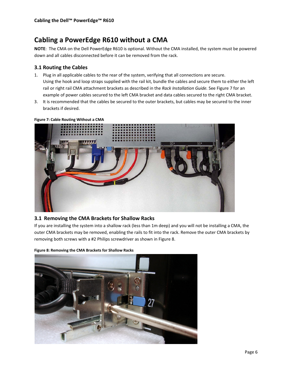 Cabling a poweredge r610 without a cma | Dell PowerEdge Rack Enclosure 4820 User Manual | Page 8 / 10