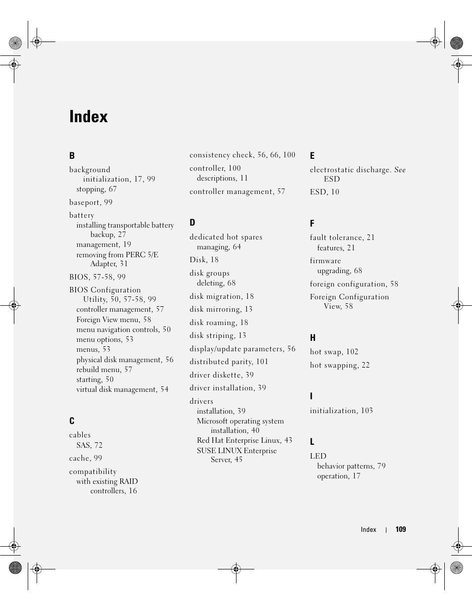 Index | Dell PowerEdge RAID Controller 5i User Manual | Page 111 / 112