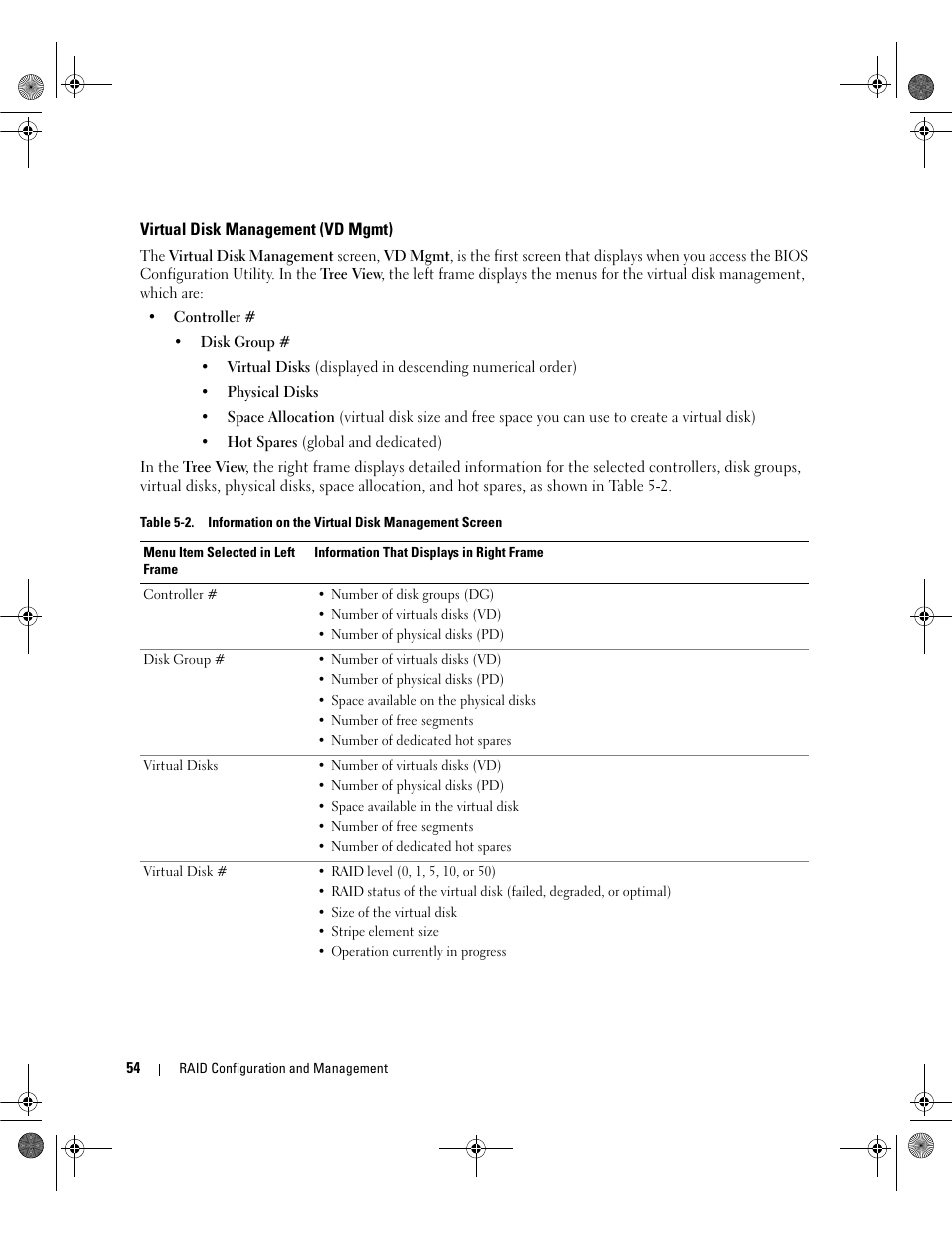 Virtual disk management (vd mgmt) | Dell PowerEdge RAID Controller 5i User Manual | Page 56 / 112