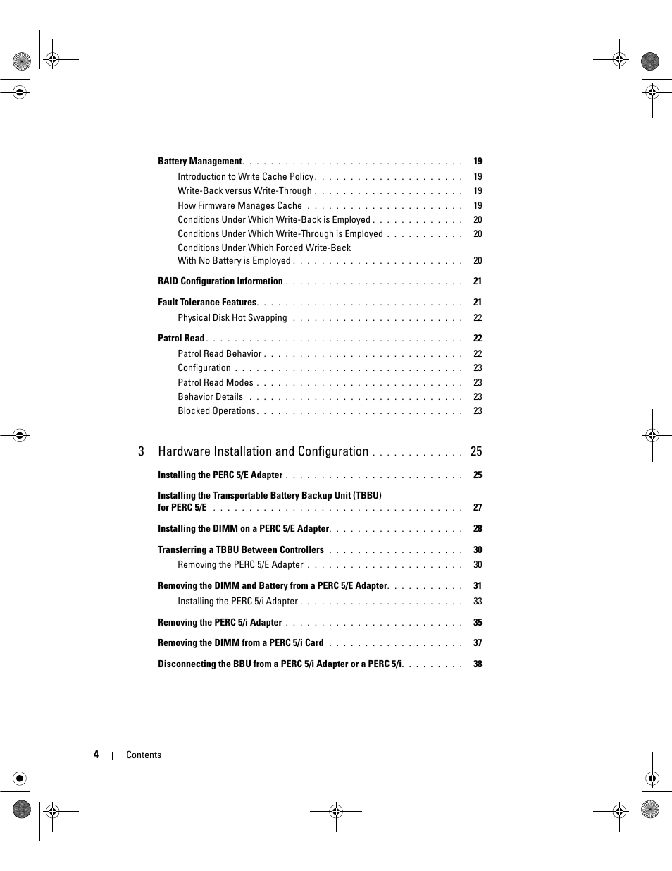 3hardware installation and configuration | Dell PowerEdge RAID Controller 5i User Manual | Page 6 / 112