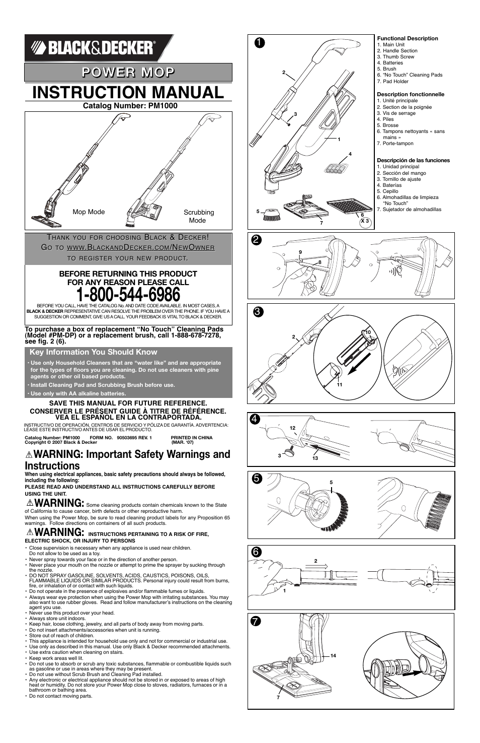 Black & Decker PM1000 User Manual | 6 pages