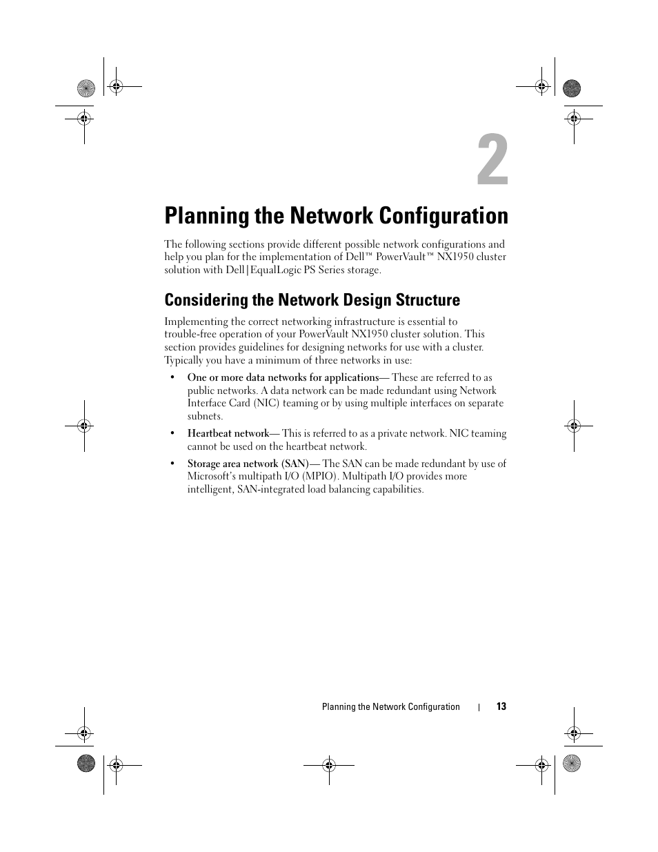 Planning the network configuration, Considering the network design structure | Dell PowerVault NX1950 User Manual | Page 13 / 60