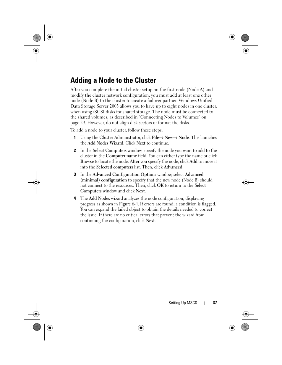 Adding a node to the cluster | Dell PowerVault NX1950 User Manual | Page 37 / 60