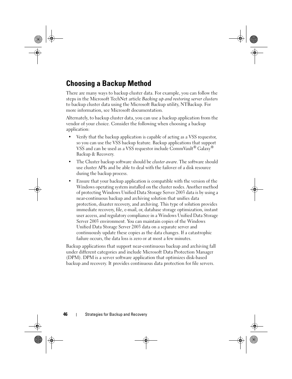 Choosing a backup method | Dell PowerVault NX1950 User Manual | Page 46 / 60