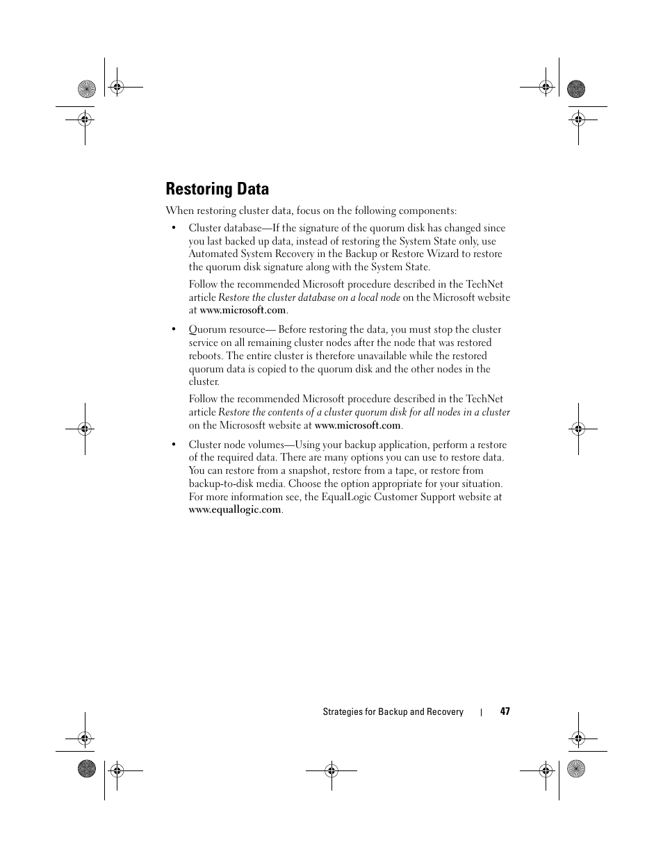 Restoring data | Dell PowerVault NX1950 User Manual | Page 47 / 60