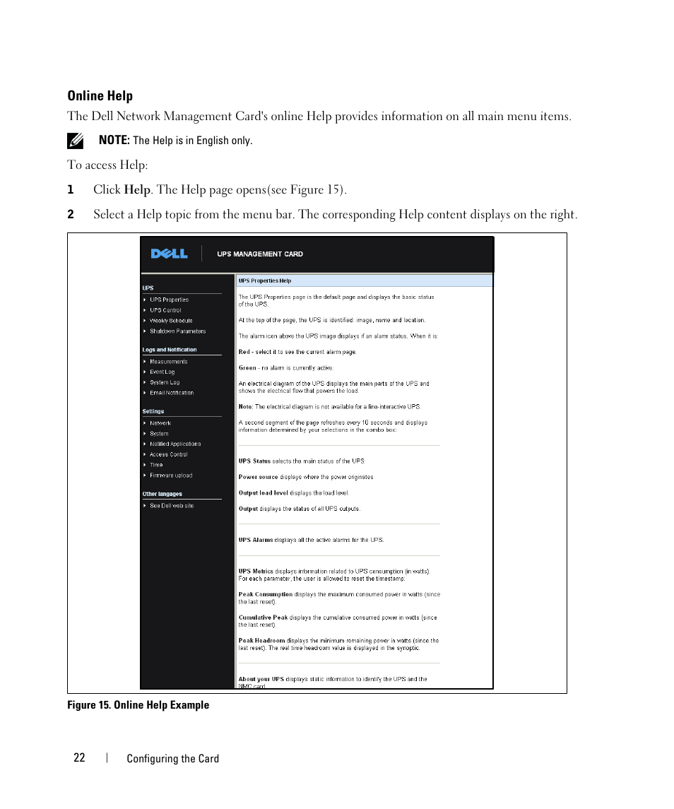 Online help | Dell UPS 3750R User Manual | Page 22 / 88