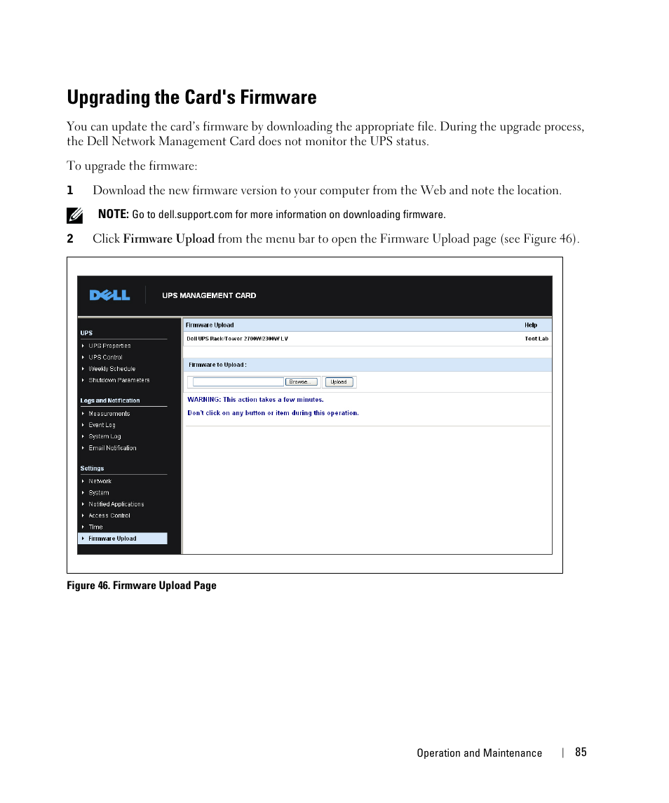 Upgrading the card's firmware | Dell UPS 3750R User Manual | Page 85 / 88