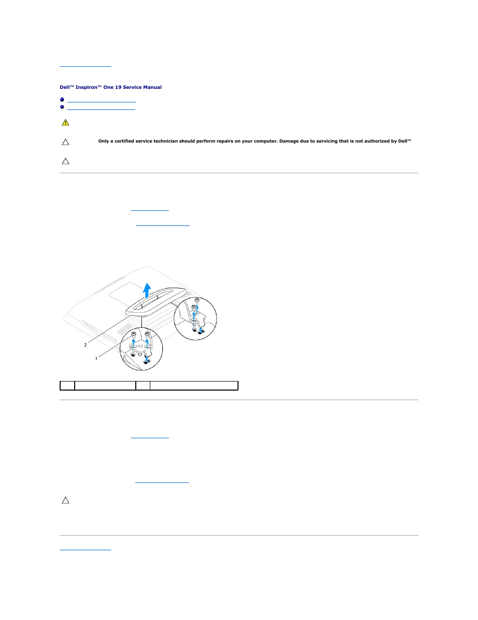 Computer stand, Removing the computer stand, Replacing the computer stand | Dell Inspiron One 19 Touch (Late 2009) User Manual | Page 53 / 65