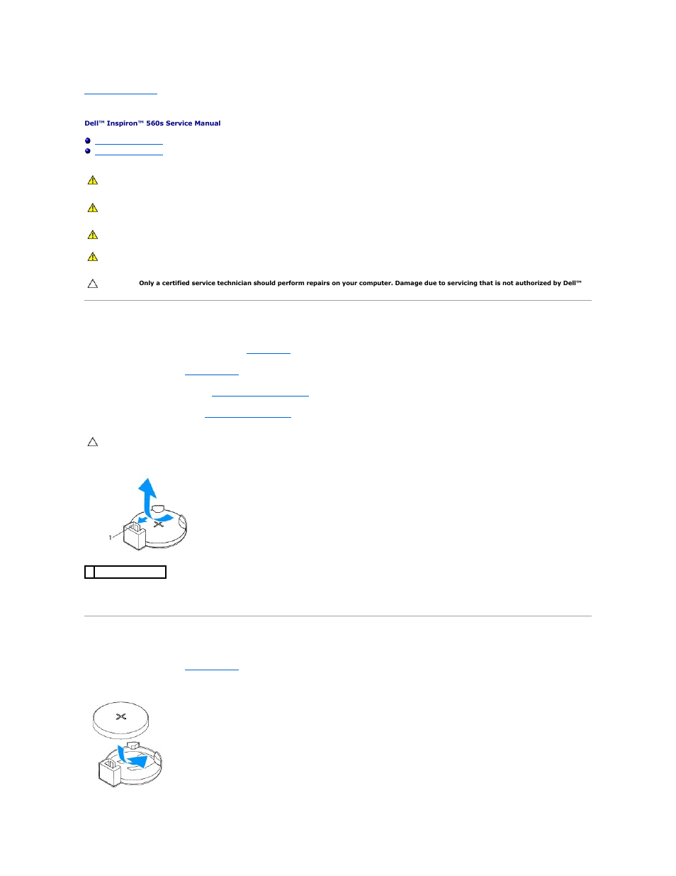 Battery, Removing the battery, Replacing the battery | Dell Inpsiron 560s (Late 2009) User Manual | Page 11 / 42