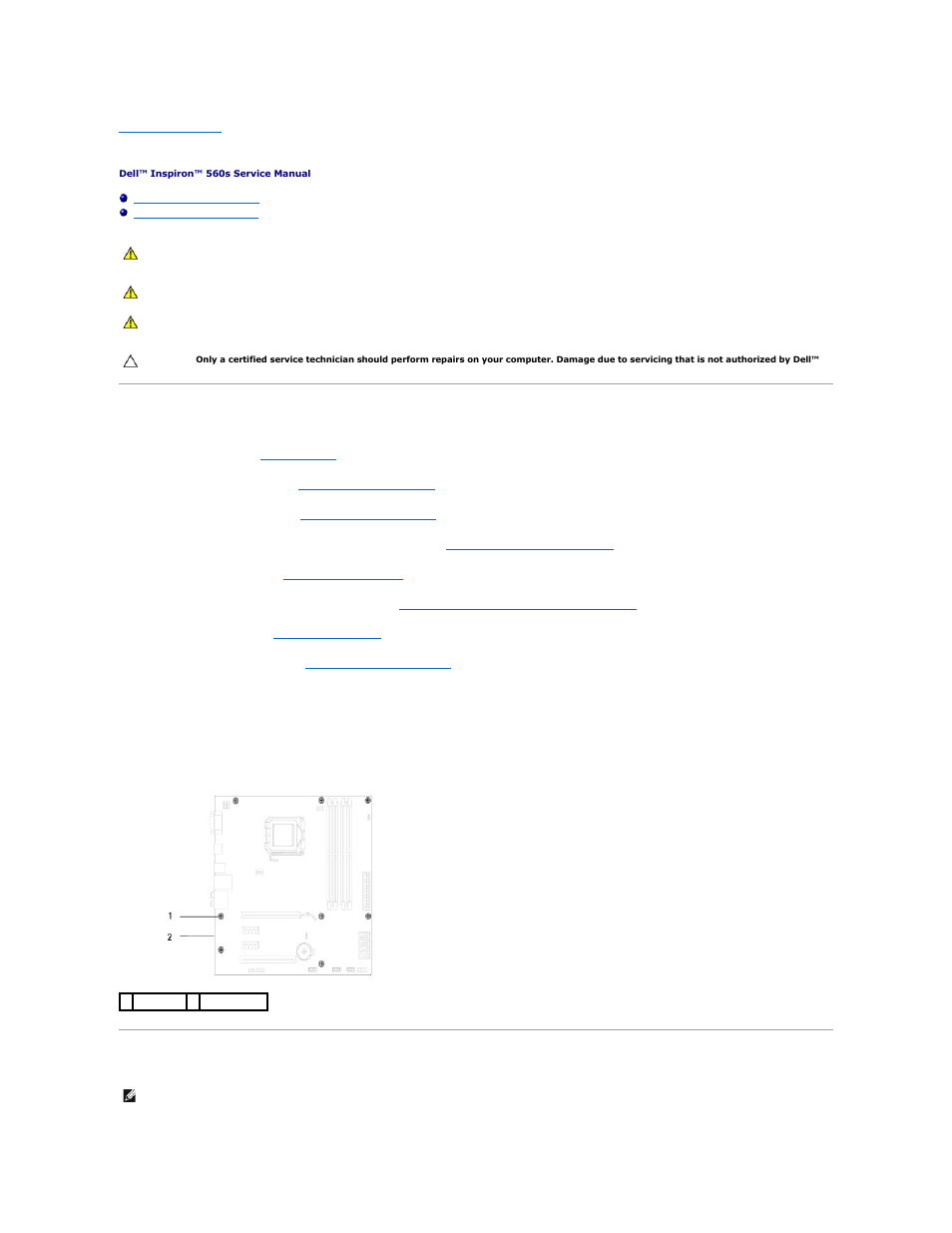 System board, Removing the system board, Replacing the system board | Dell Inpsiron 560s (Late 2009) User Manual | Page 38 / 42