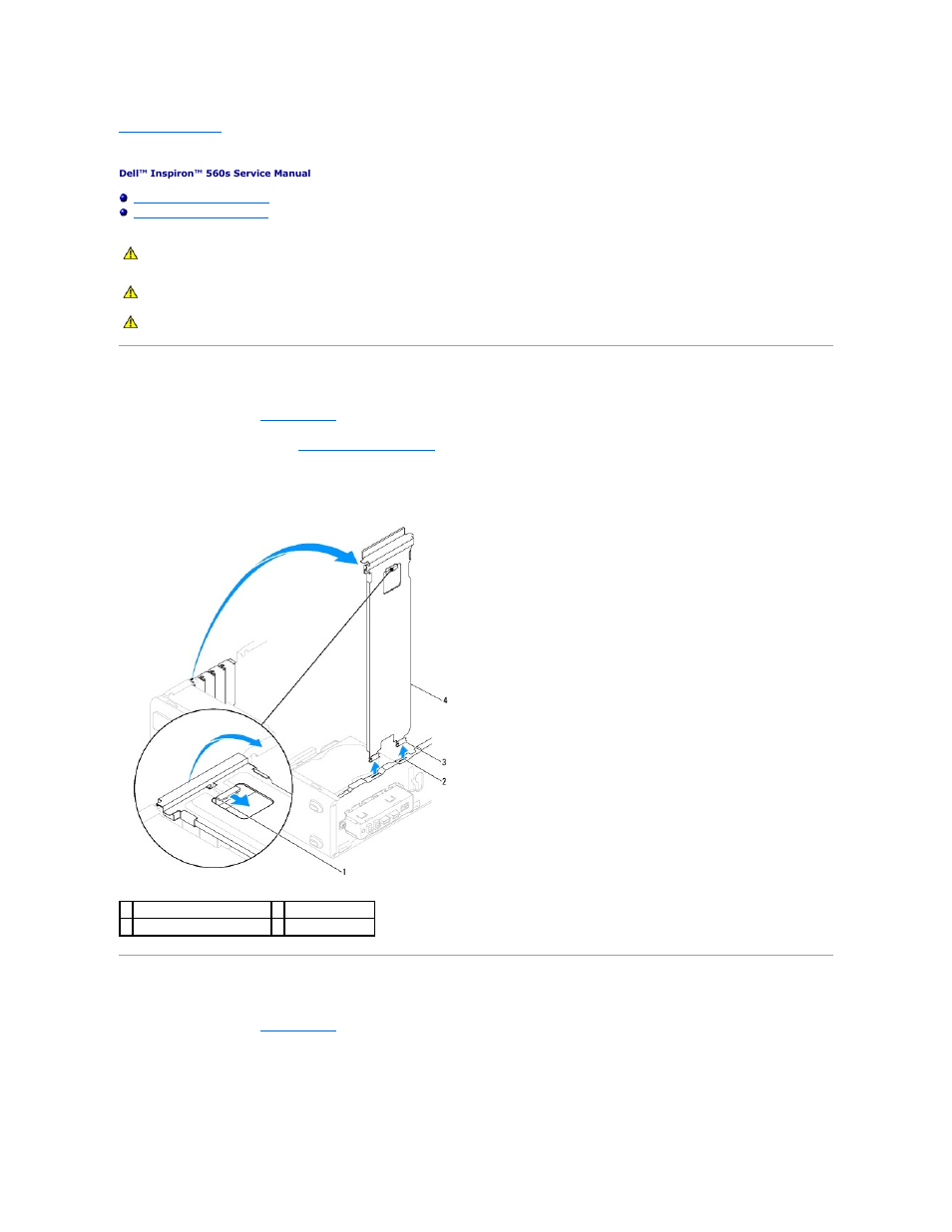 Support bracket, Removing the support bracket, Replacing the support bracket | Dell Inpsiron 560s (Late 2009) User Manual | Page 6 / 42