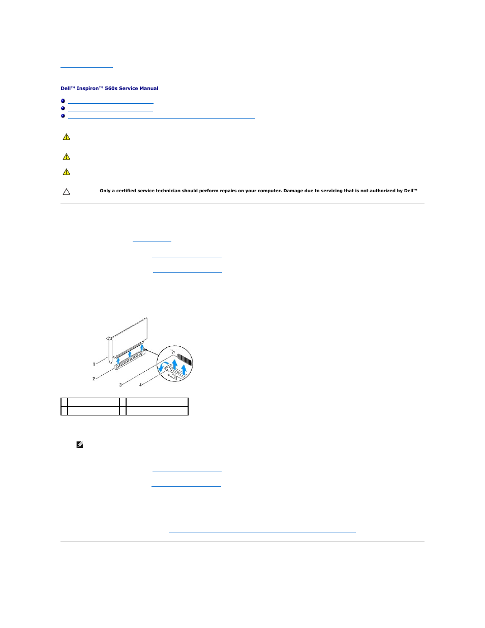 Pci and pci express cards, Removing pci and pci express cards, Replacing pci and pci express cards | Dell Inpsiron 560s (Late 2009) User Manual | Page 8 / 42
