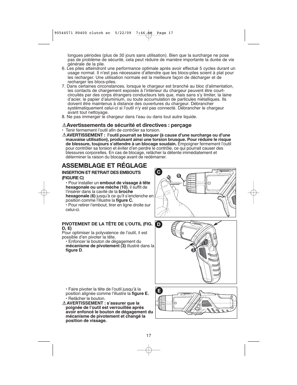 Assemblage et réglage | Black & Decker 90544571 User Manual | Page 17 / 32