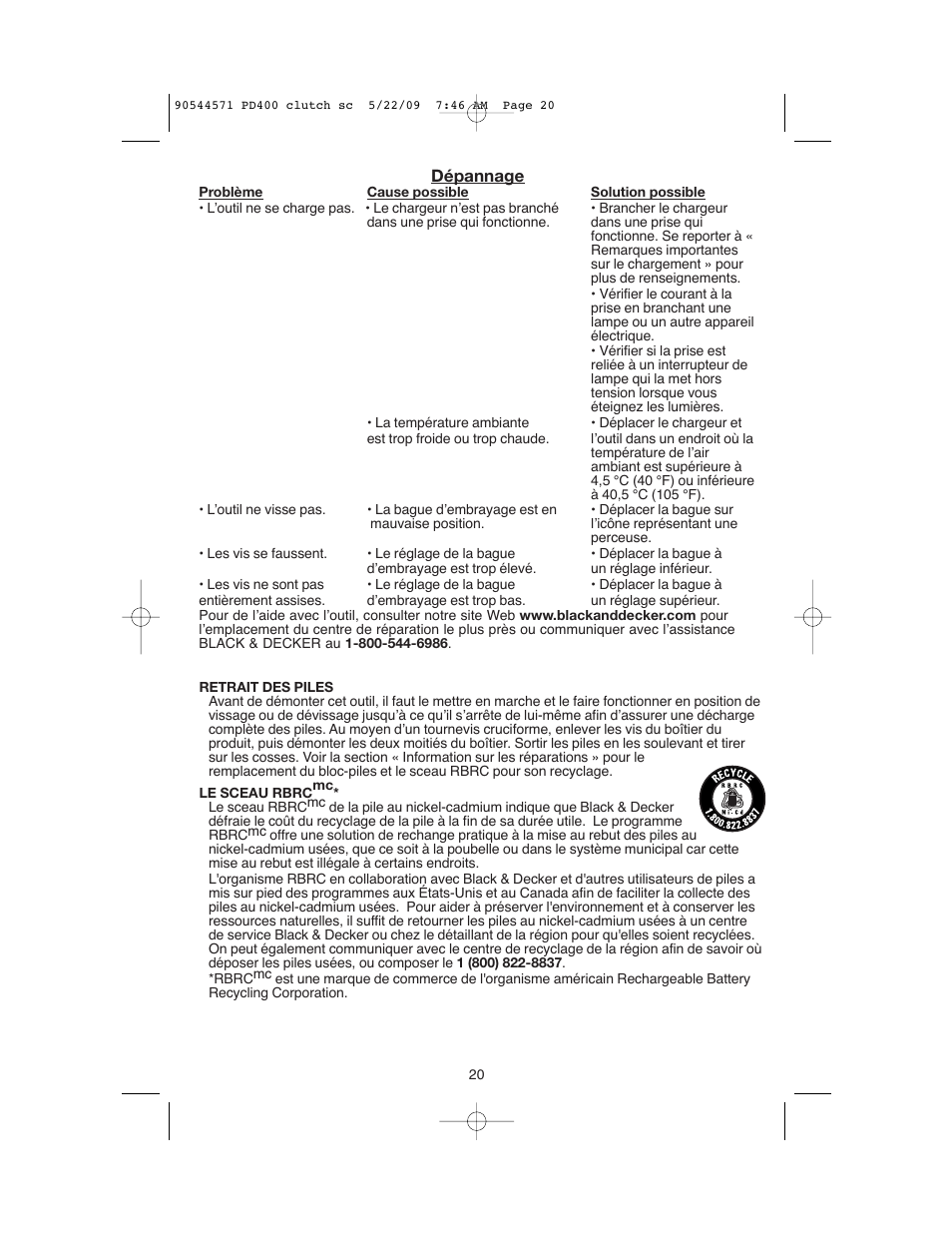 Black & Decker 90544571 User Manual | Page 20 / 32
