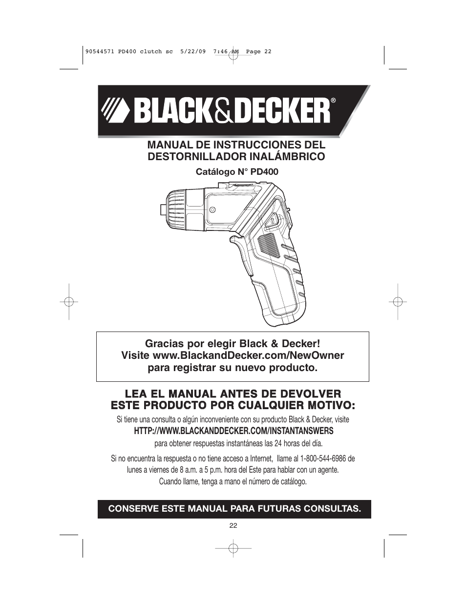 Black & Decker 90544571 User Manual | Page 22 / 32