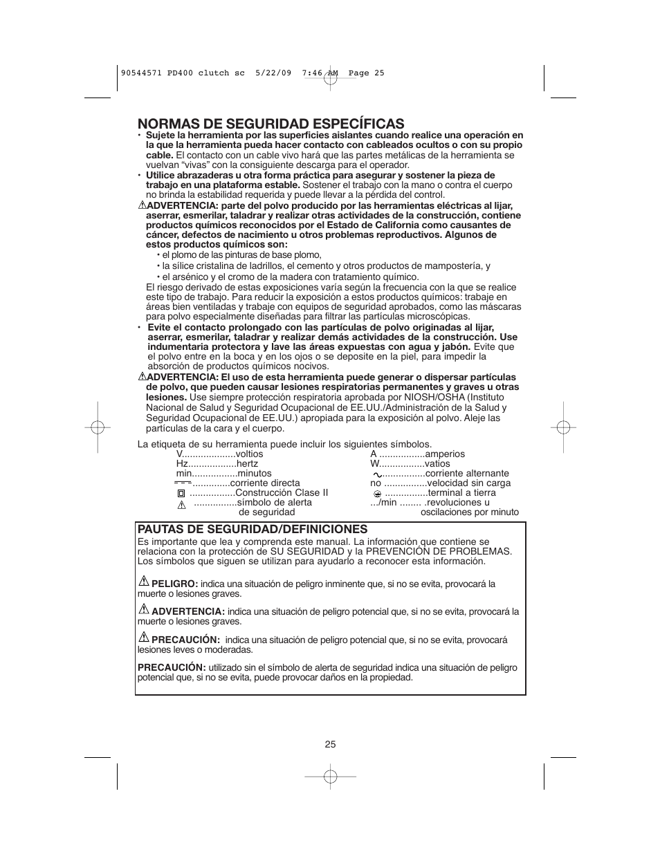 Normas de seguridad específicas | Black & Decker 90544571 User Manual | Page 25 / 32