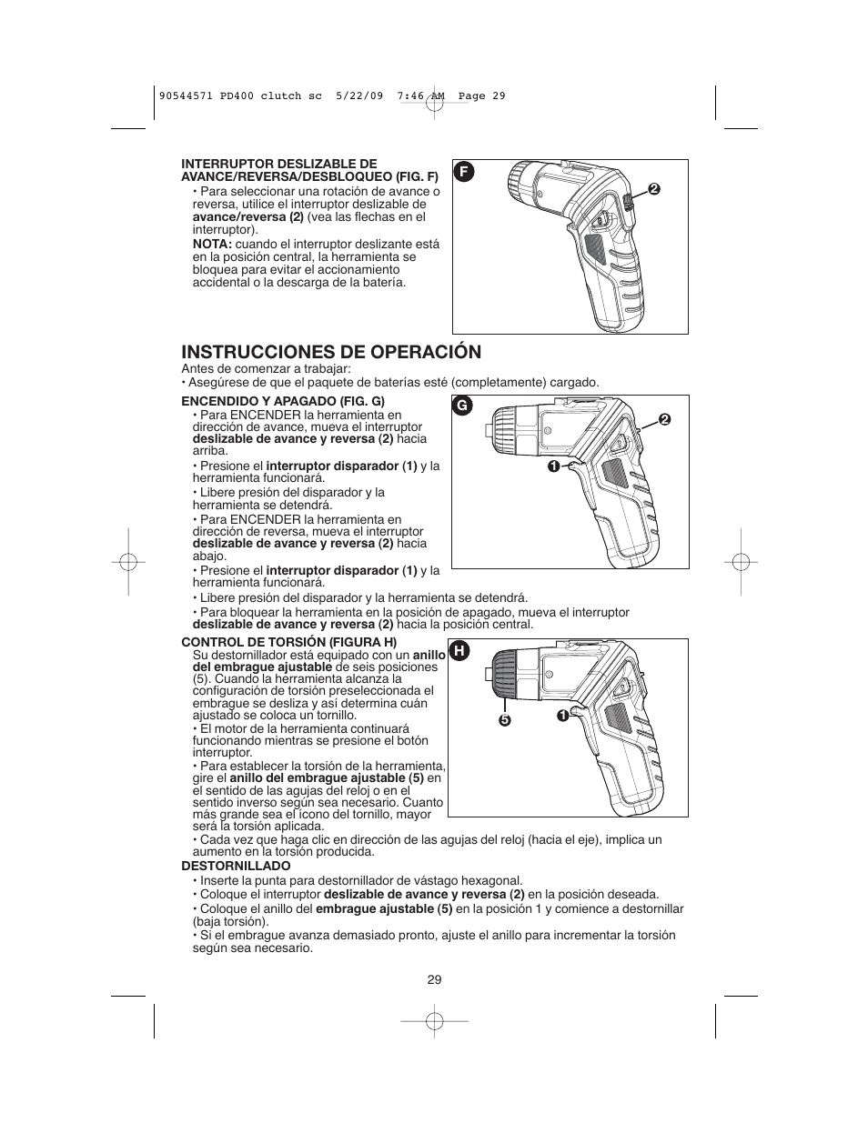 Instrucciones de operación | Black & Decker 90544571 User Manual | Page 29 / 32