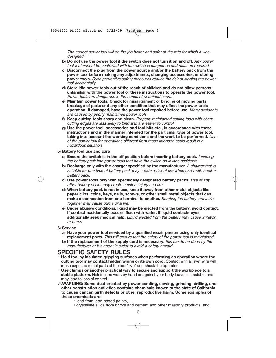 Specific safety rules | Black & Decker 90544571 User Manual | Page 3 / 32