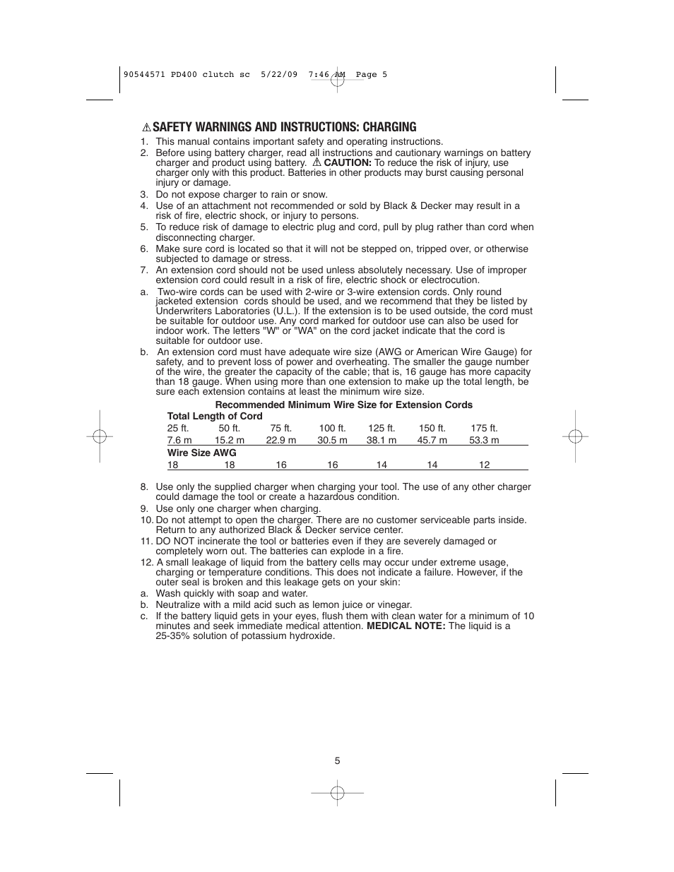 Safety warnings and instructions: charging | Black & Decker 90544571 User Manual | Page 5 / 32