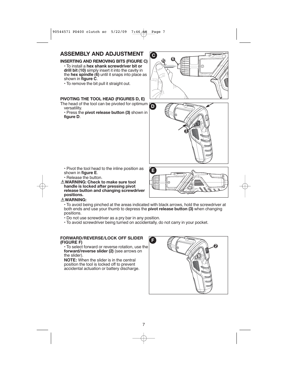 Assembly and adjustment | Black & Decker 90544571 User Manual | Page 7 / 32