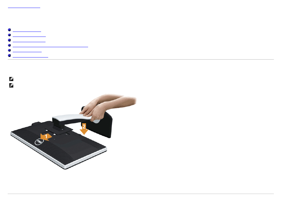 Setting up your monitor, Setting up the monitor, Attaching the stand | Dell U2713HM Monitor User Manual | Page 22 / 60