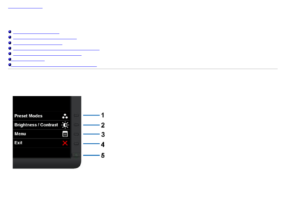 Operating the monitor, Using the front panel | Dell U2713HM Monitor User Manual | Page 30 / 60