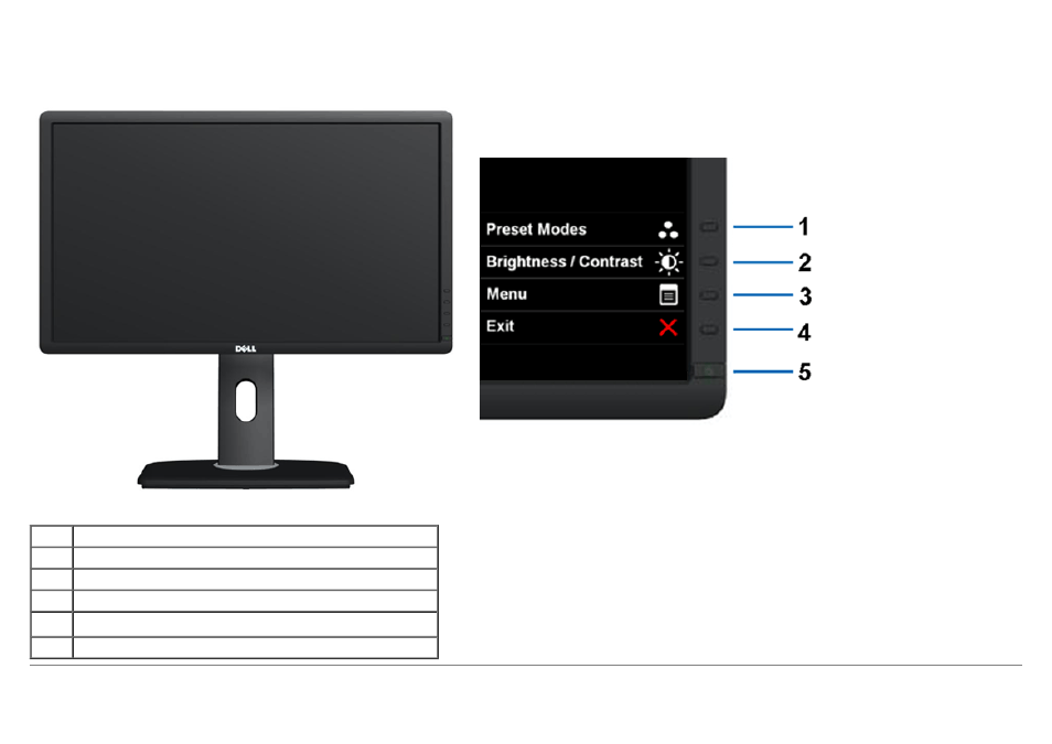 Identifying parts and controls, Front view | Dell U2713HM Monitor User Manual | Page 8 / 60