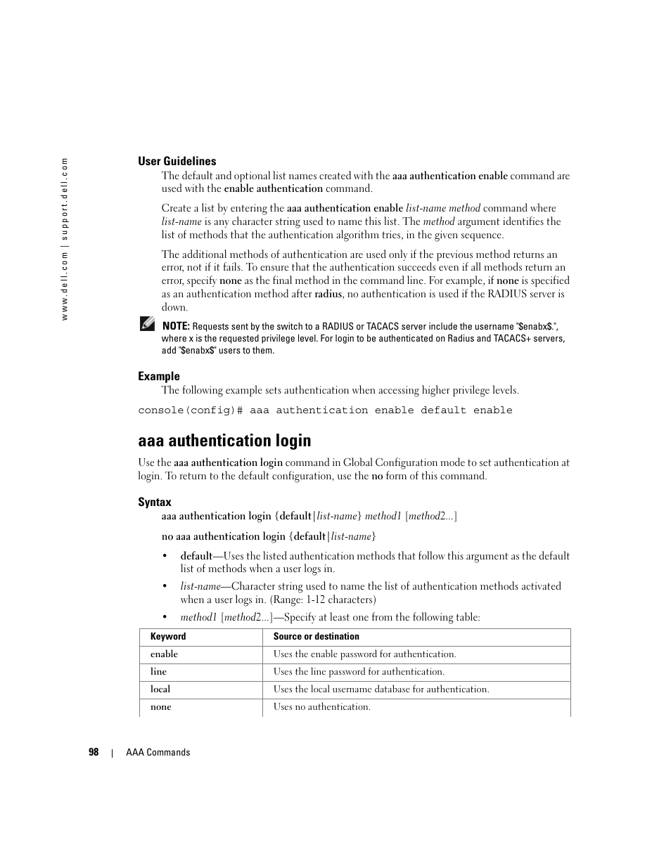 Aaa authentication login | Dell PowerEdge M805 User Manual | Page 132 / 808