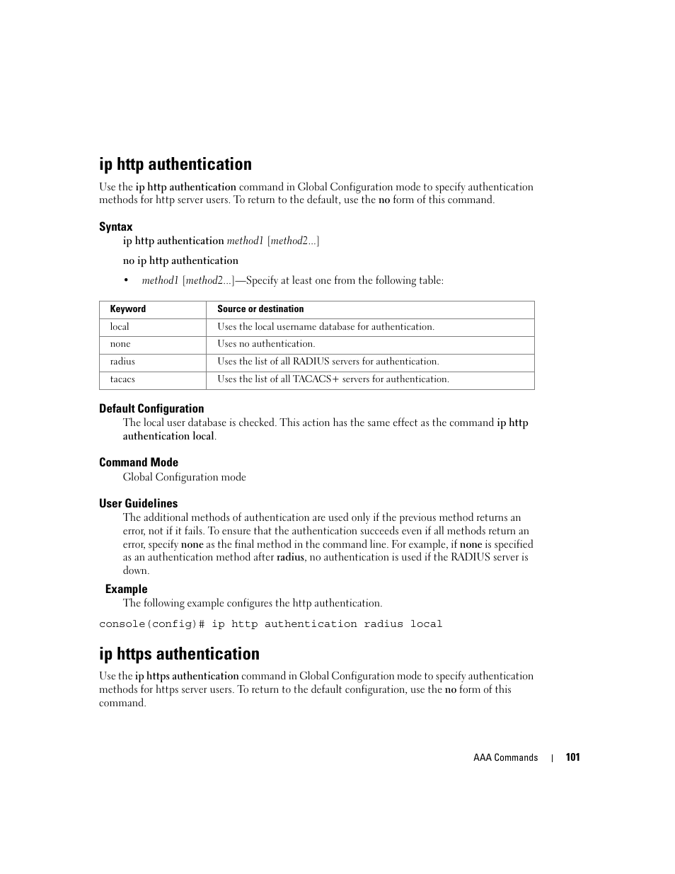 Ip http authentication, Ip https authentication | Dell PowerEdge M805 User Manual | Page 135 / 808