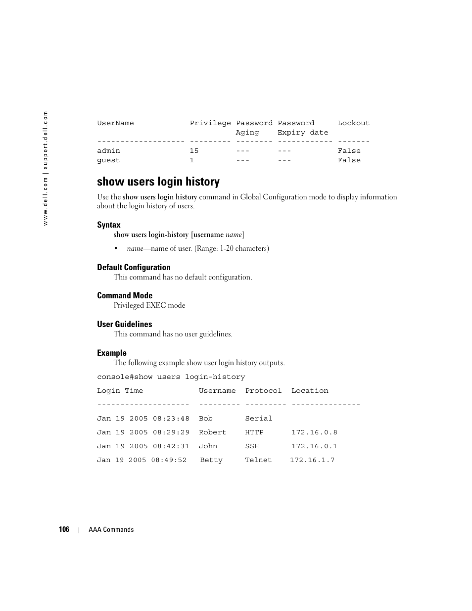 Show users login history | Dell PowerEdge M805 User Manual | Page 140 / 808