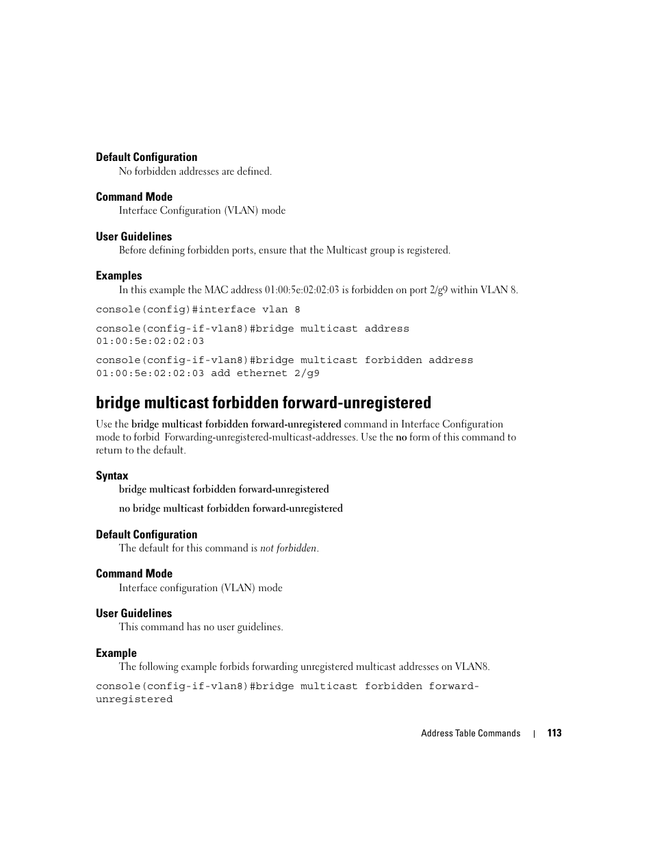 Bridge multicast forbidden forward-unregistered | Dell PowerEdge M805 User Manual | Page 147 / 808