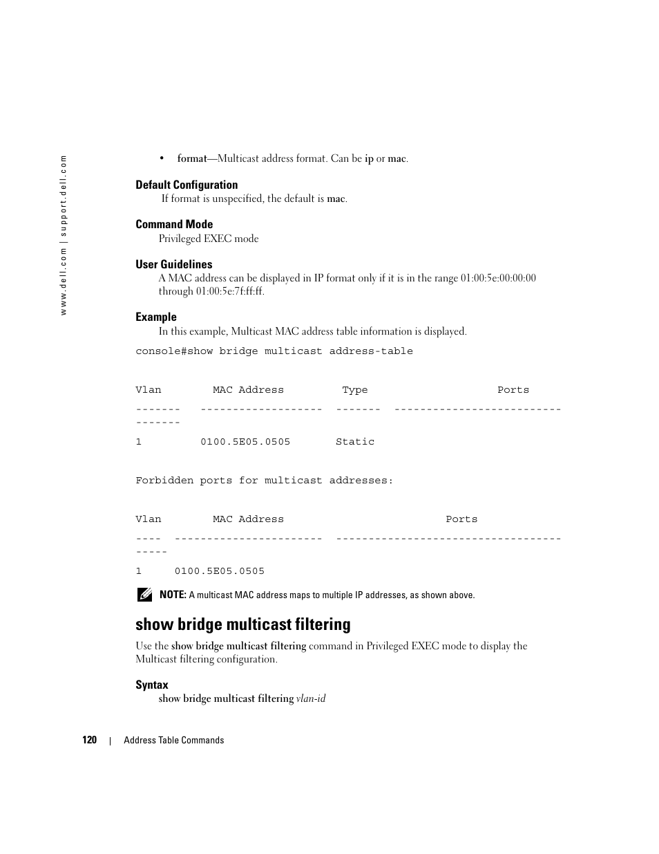 Show bridge multicast filtering | Dell PowerEdge M805 User Manual | Page 154 / 808