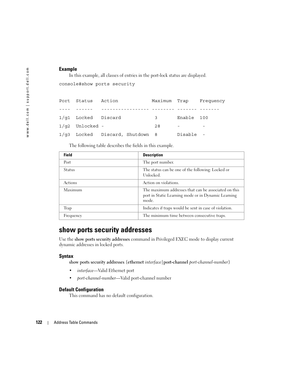 Show ports security addresses | Dell PowerEdge M805 User Manual | Page 156 / 808