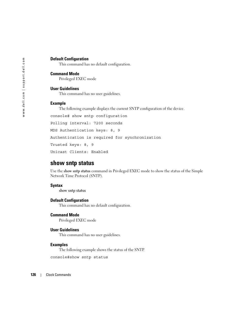 Show sntp status | Dell PowerEdge M805 User Manual | Page 160 / 808