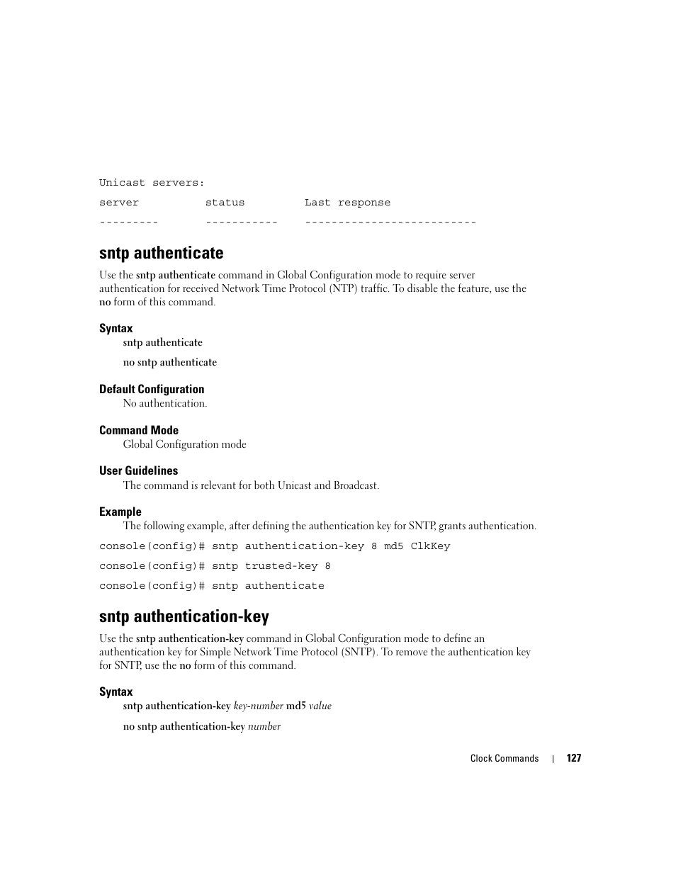 Sntp authenticate, Sntp authentication-key | Dell PowerEdge M805 User Manual | Page 161 / 808