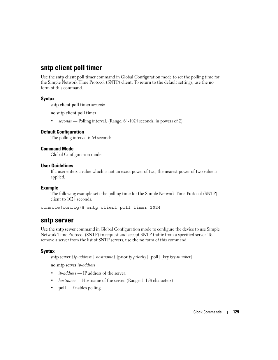 Sntp client poll timer, Sntp server | Dell PowerEdge M805 User Manual | Page 163 / 808