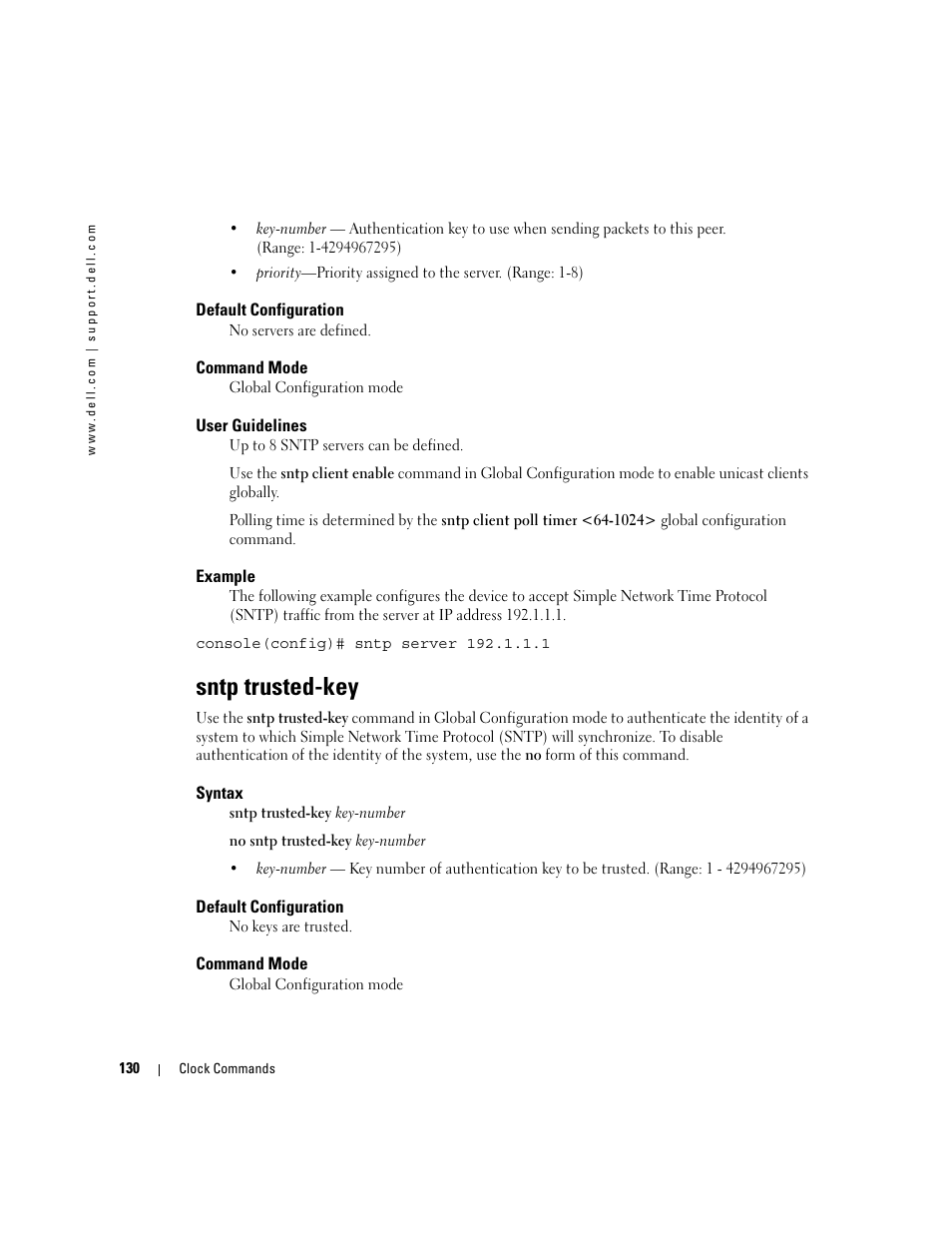 Sntp trusted-key | Dell PowerEdge M805 User Manual | Page 164 / 808