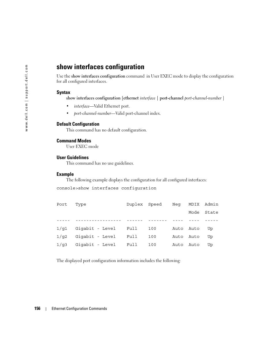 Show interfaces configuration | Dell PowerEdge M805 User Manual | Page 188 / 808
