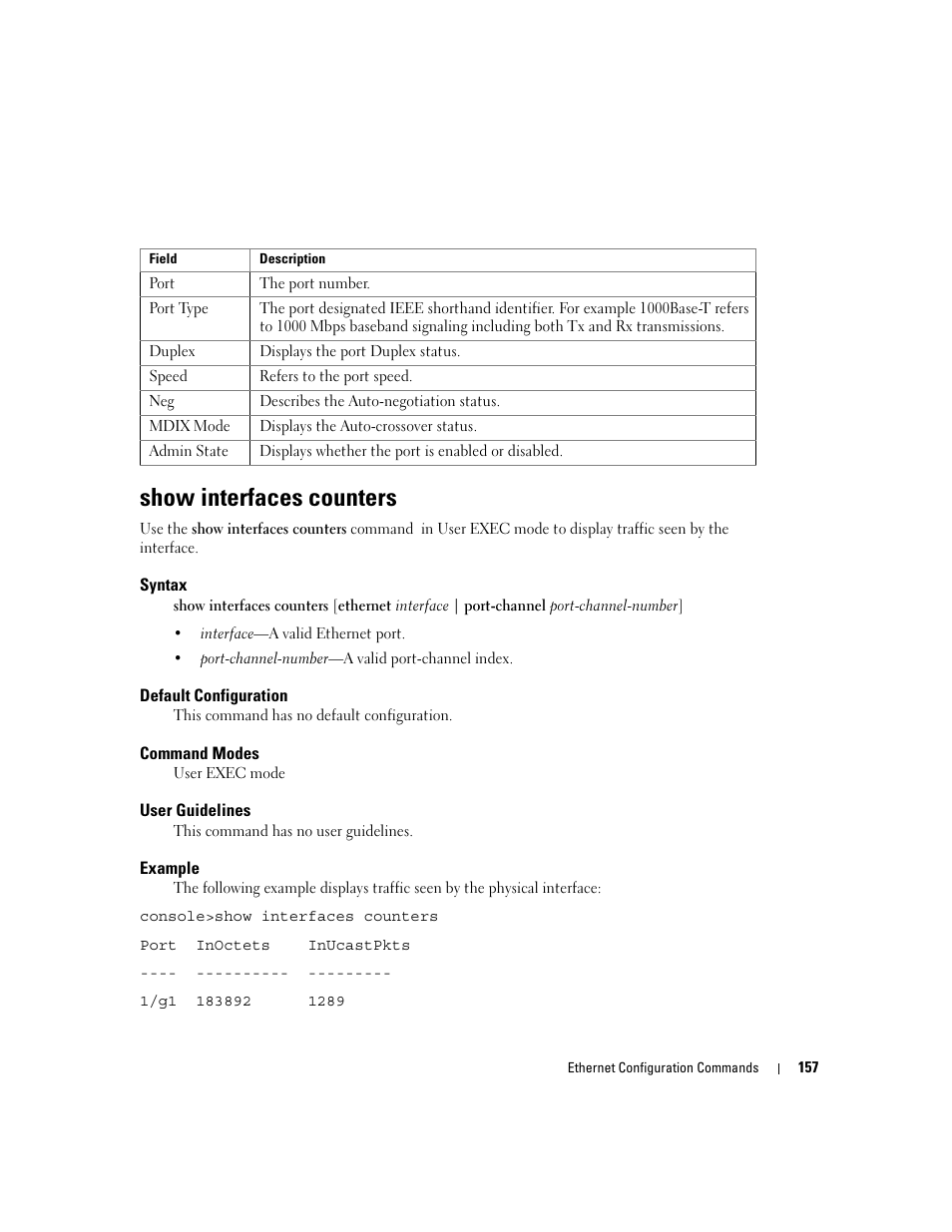 Show interfaces counters | Dell PowerEdge M805 User Manual | Page 189 / 808