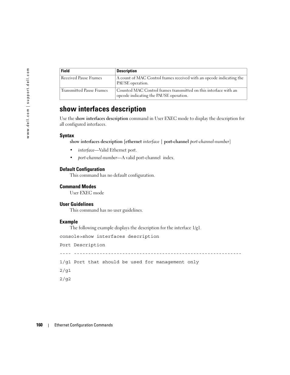 Show interfaces description | Dell PowerEdge M805 User Manual | Page 192 / 808
