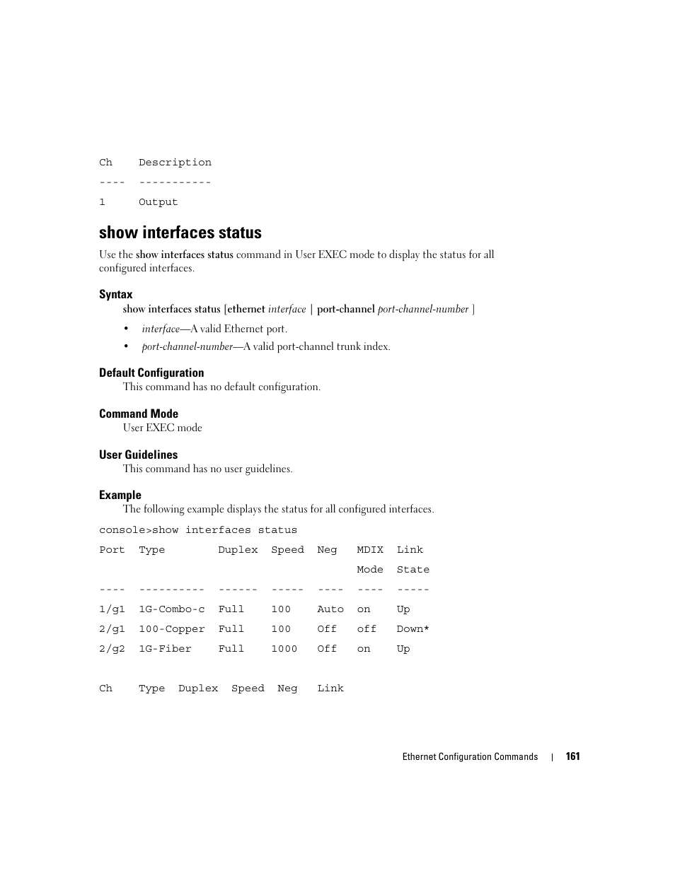 Show interfaces status | Dell PowerEdge M805 User Manual | Page 193 / 808