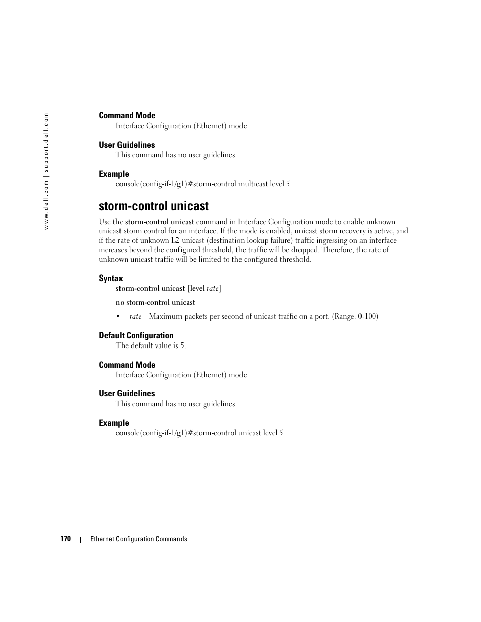 Storm-control unicast | Dell PowerEdge M805 User Manual | Page 202 / 808