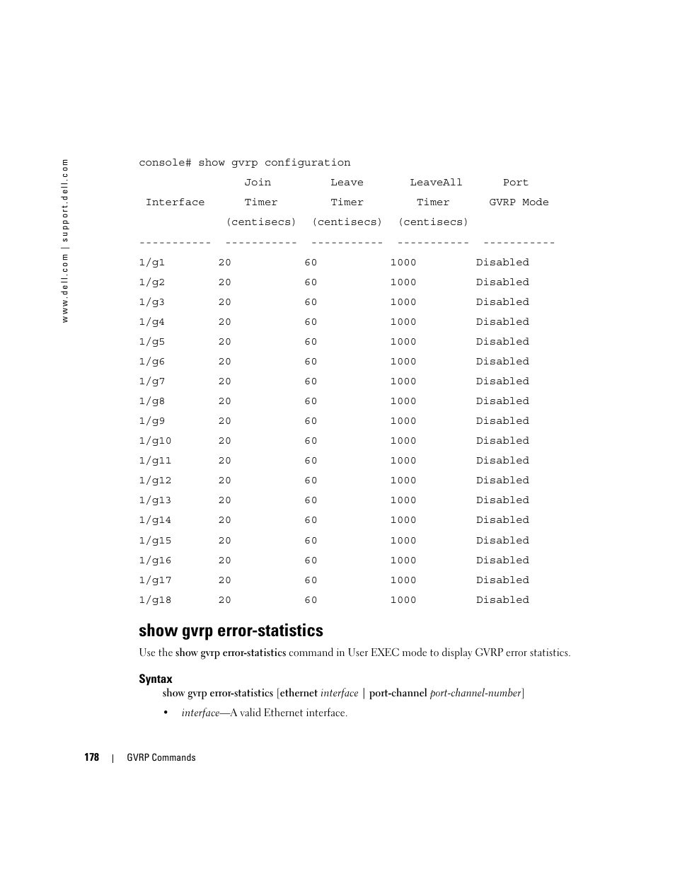 Show gvrp error-statistics | Dell PowerEdge M805 User Manual | Page 208 / 808