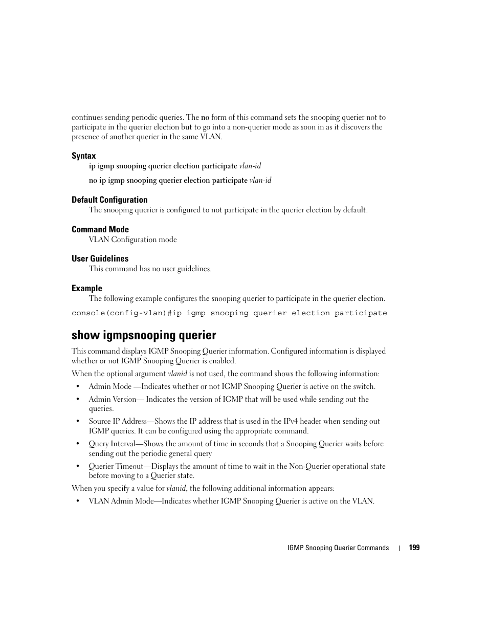 Show igmpsnooping querier | Dell PowerEdge M805 User Manual | Page 227 / 808