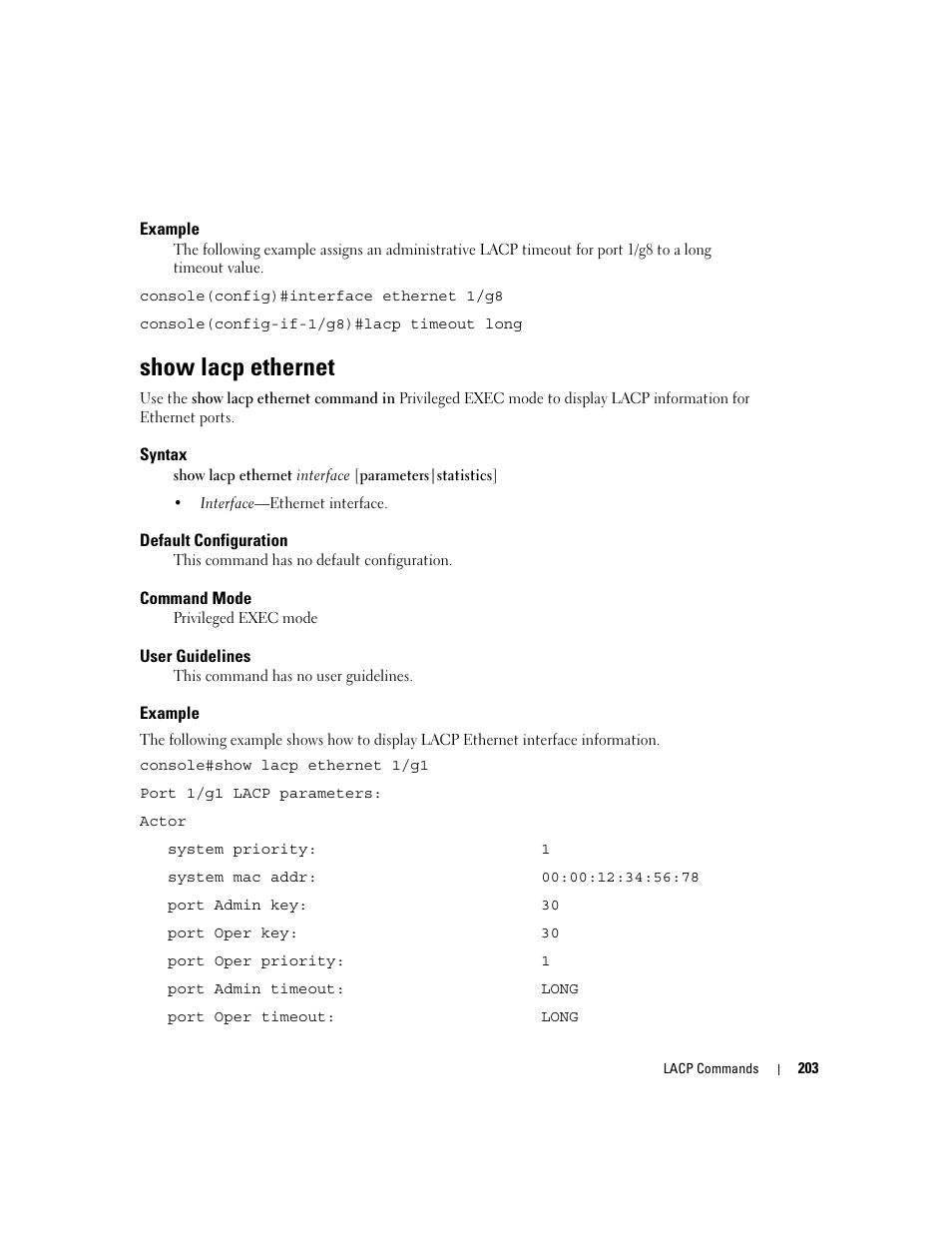 Show lacp ethernet | Dell PowerEdge M805 User Manual | Page 231 / 808