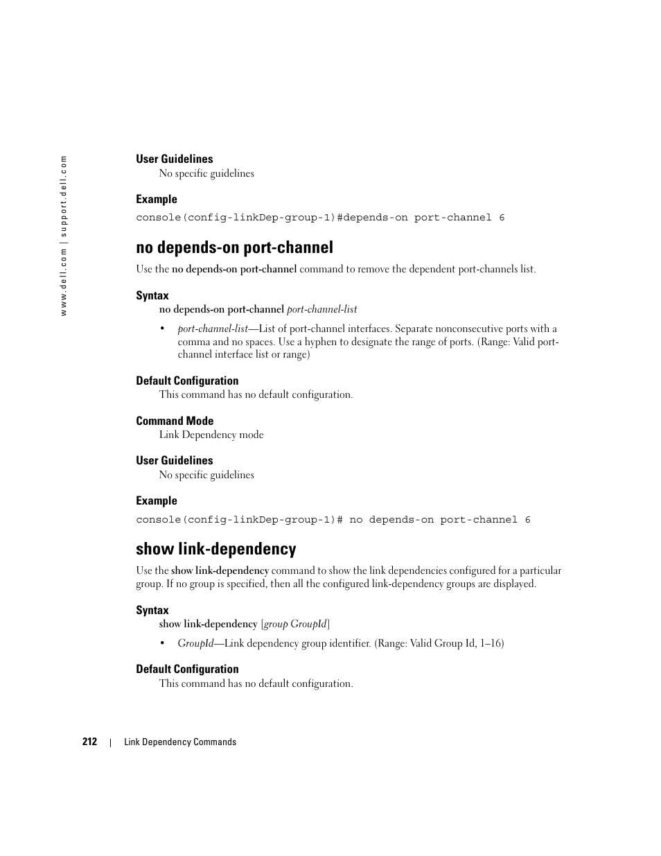 No depends-on port-channel, Show link-dependency | Dell PowerEdge M805 User Manual | Page 240 / 808