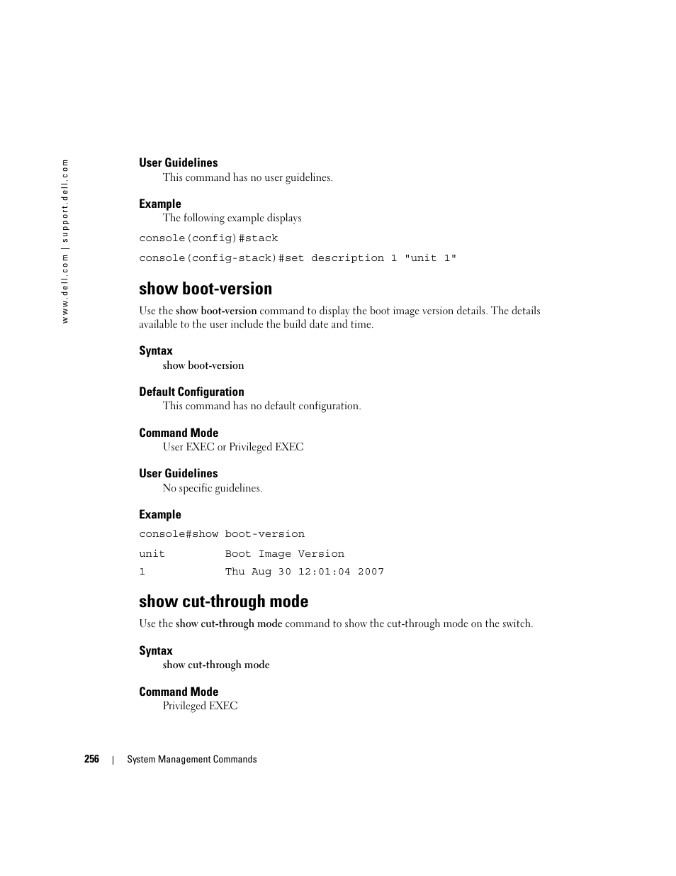 Show boot-version, Show cut-through mode | Dell PowerEdge M805 User Manual | Page 278 / 808