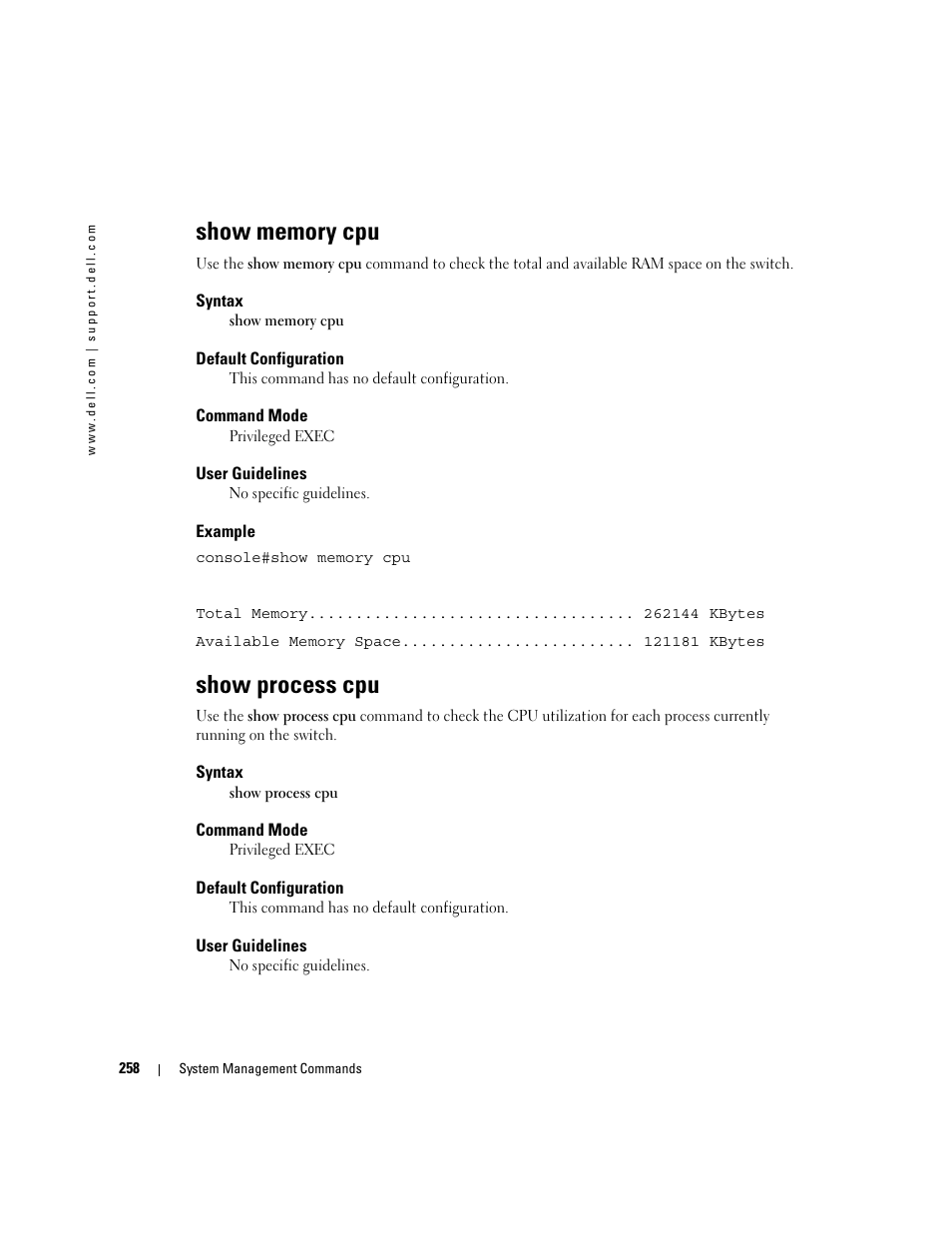 Show memory cpu, Show process cpu | Dell PowerEdge M805 User Manual | Page 280 / 808