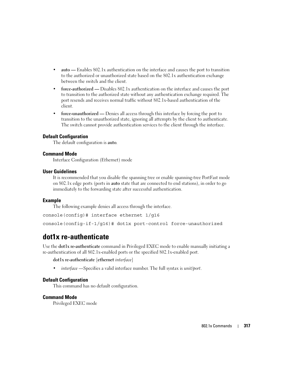 Dot1x re-authenticate | Dell PowerEdge M805 User Manual | Page 333 / 808